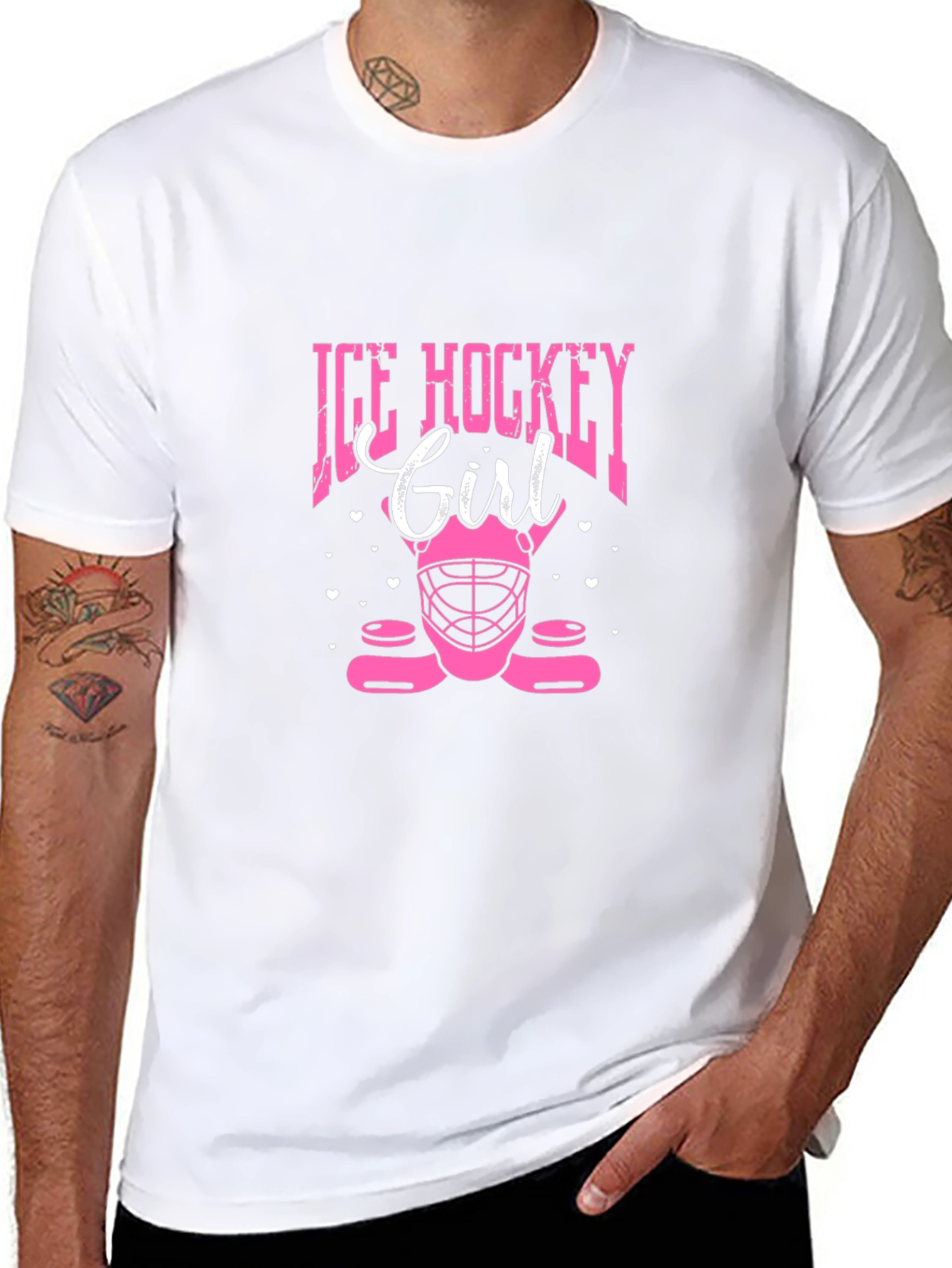 Ice Hockey Girl Black T-Shirt