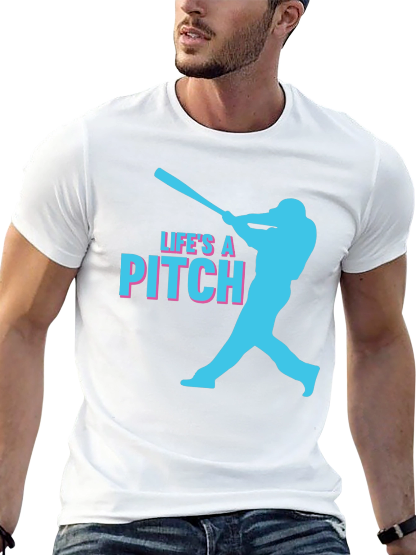 Lifes a Pitch Baseball Graphic Tee - Black