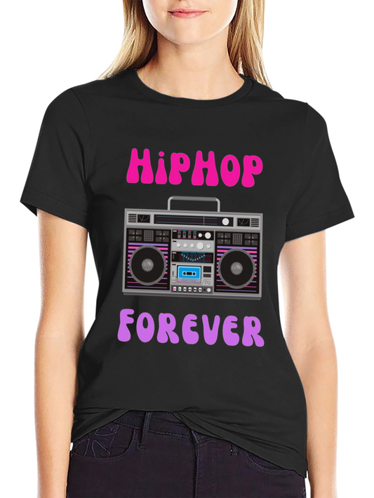 Hip Hop Forever Retro Boombox Graphic T-Shirt