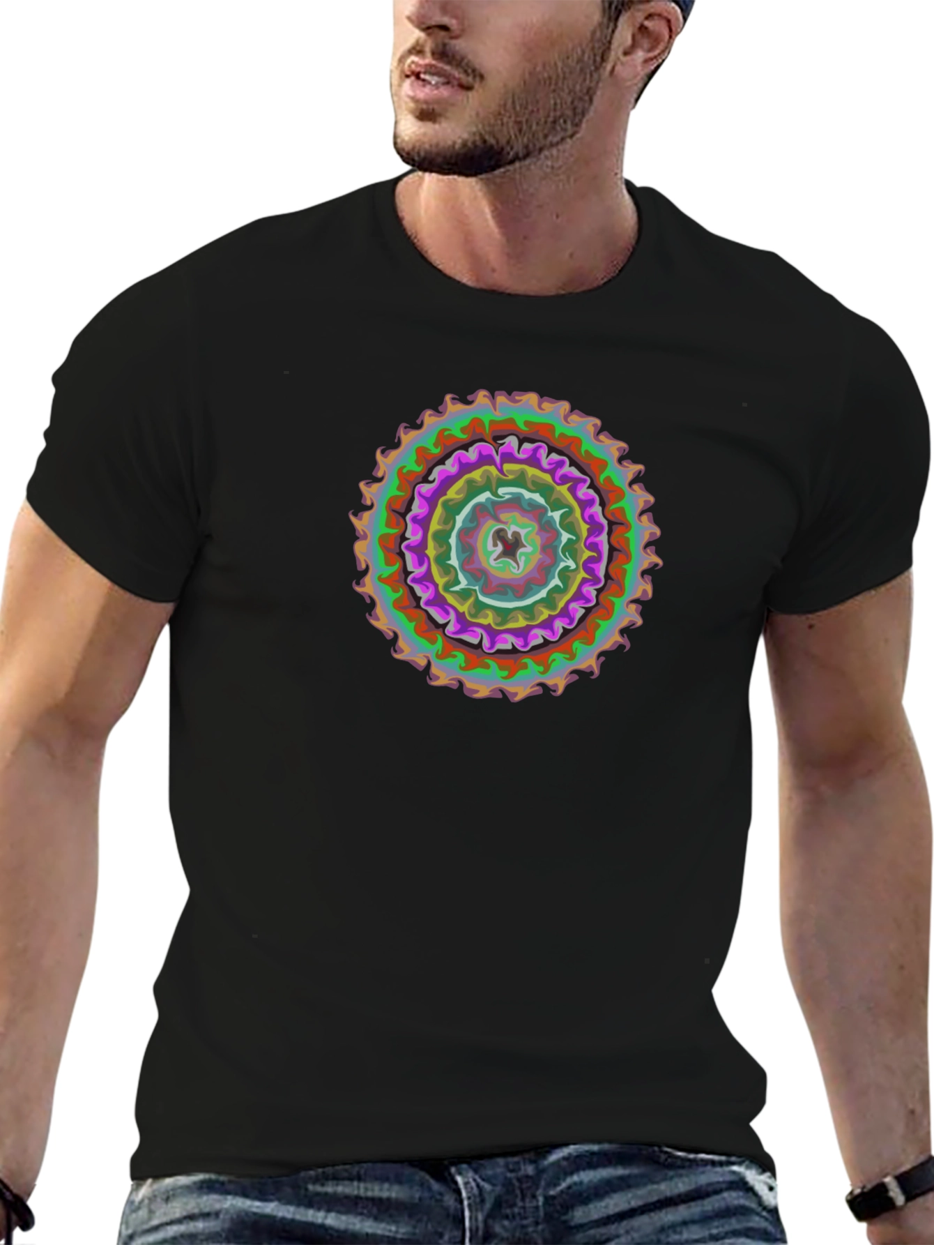 Abstract Mandala Graphic Black T-Shirt