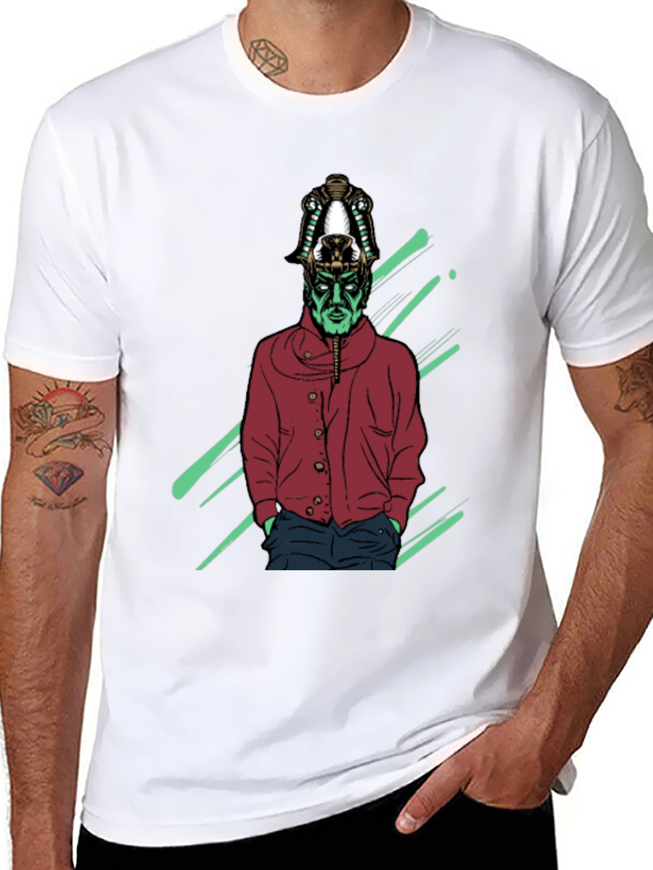 Stylish Graphic Tee - Pharaoh Alien Design