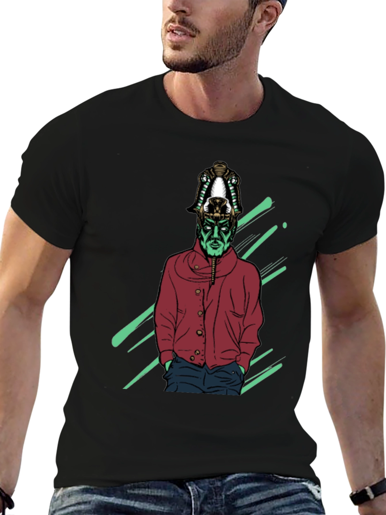 Stylish Graphic Tee - Pharaoh Alien Design