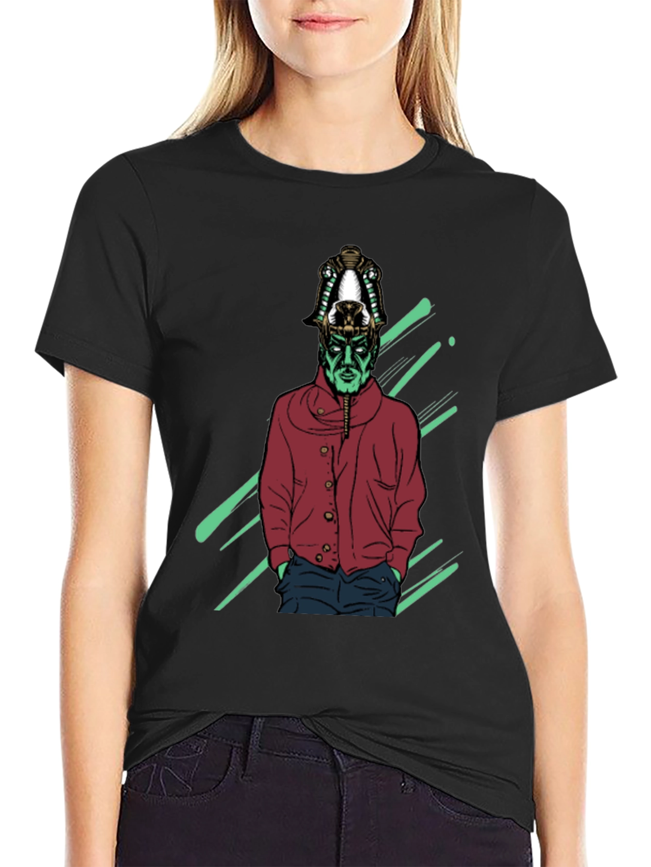 Stylish Graphic Tee - Pharaoh Alien Design