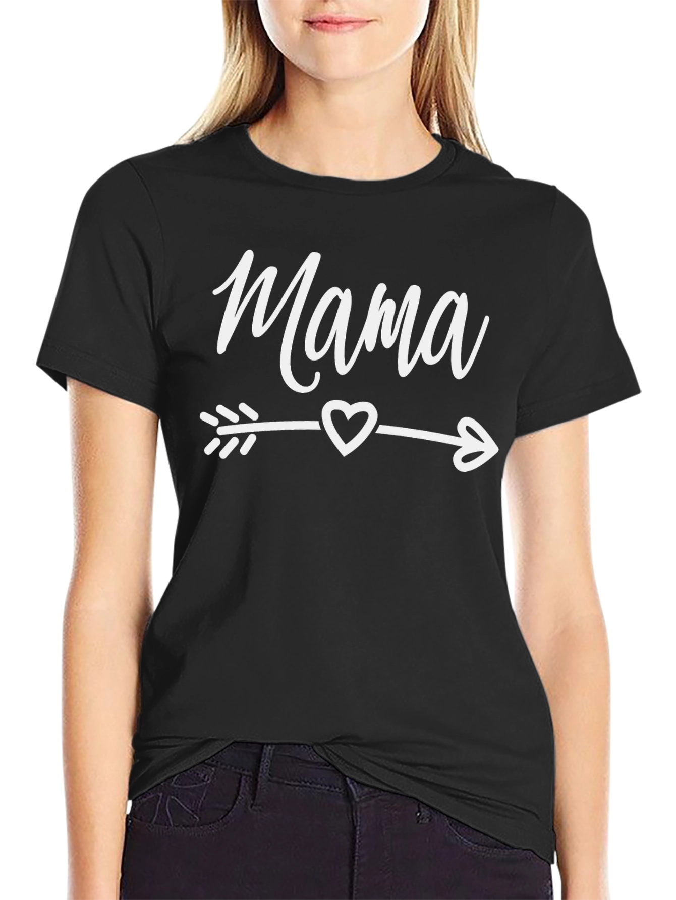 Mama Arrow Heart Black T-Shirt