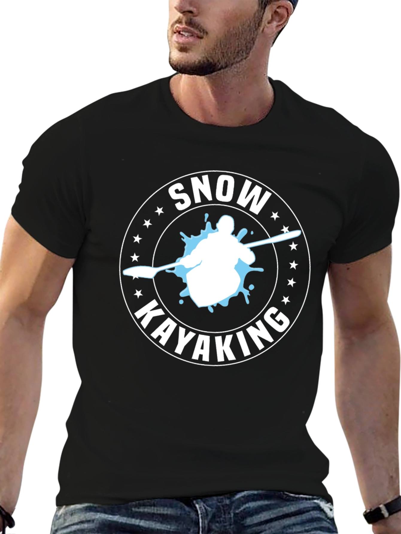 Snow Kayaking T-Shirt - Black Graphic Tee