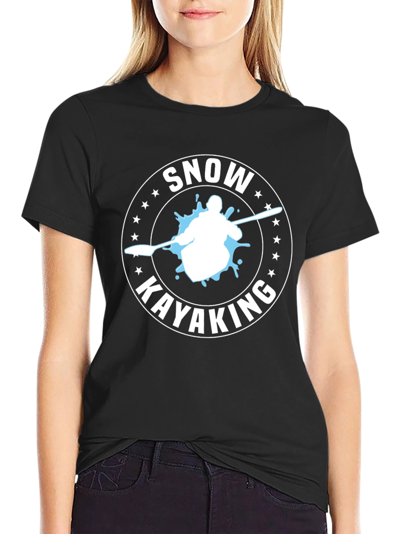 Snow Kayaking T-Shirt - Black Graphic Tee