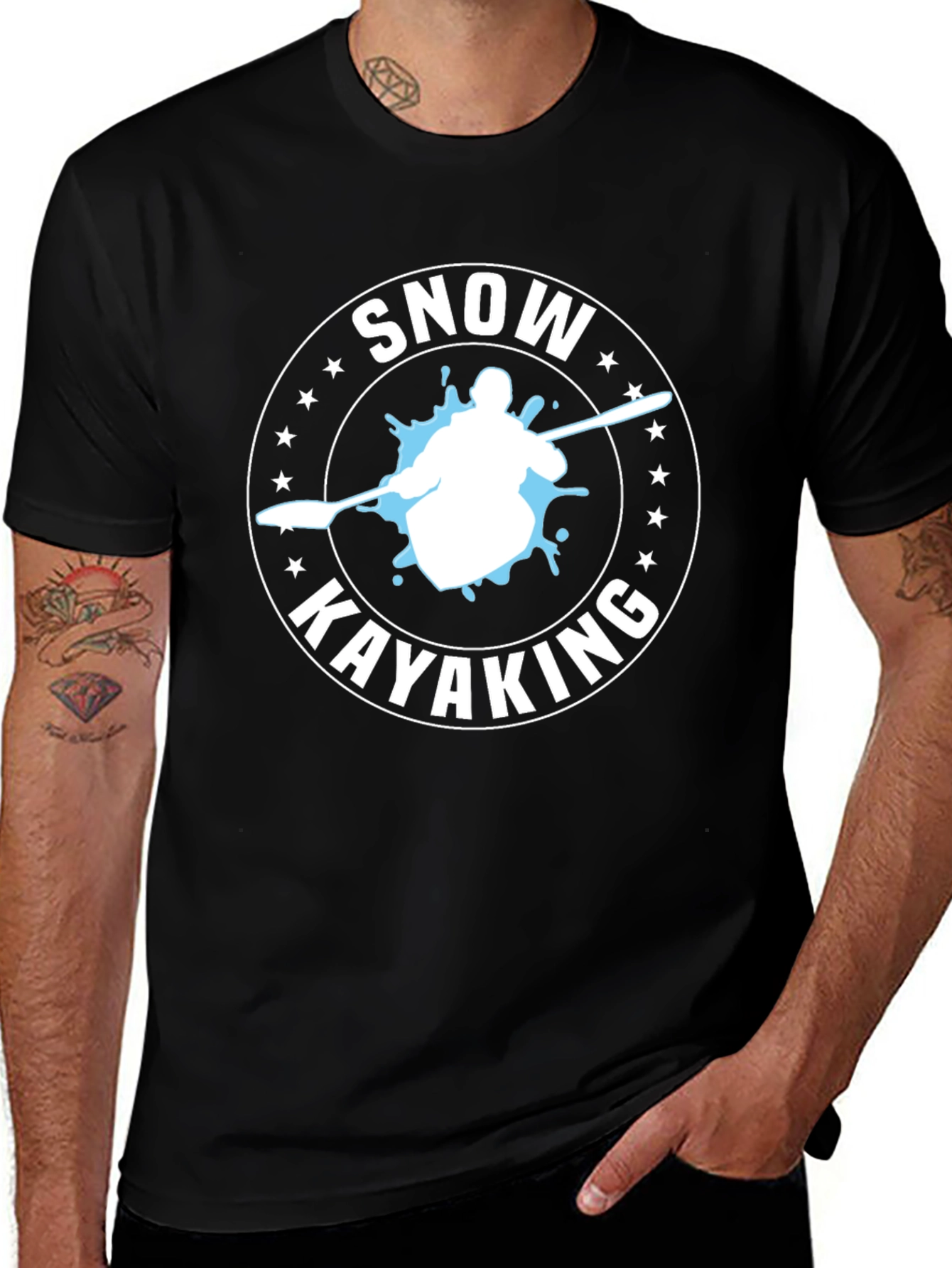 Snow Kayaking T-Shirt - Black Graphic Tee