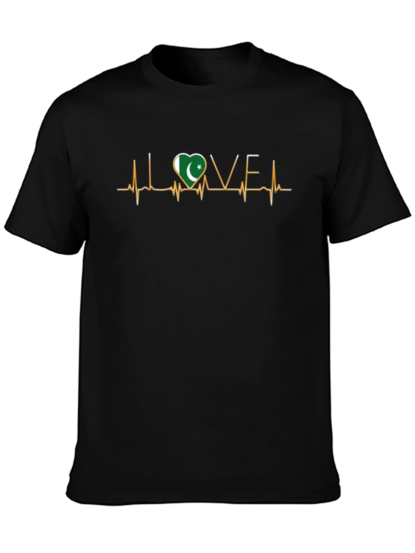 Pakistan Love Heartbeat Black T-Shirt