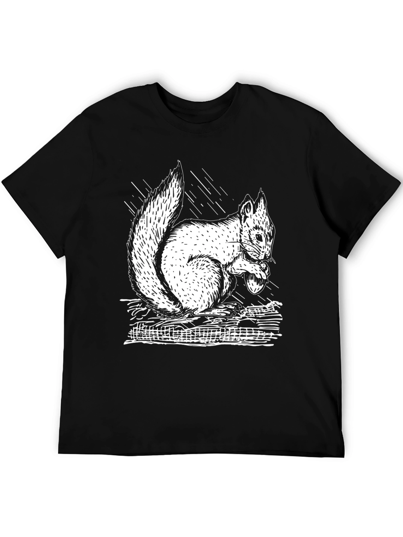Squirrel Graphic Tee - Black Cotton T-Shirt