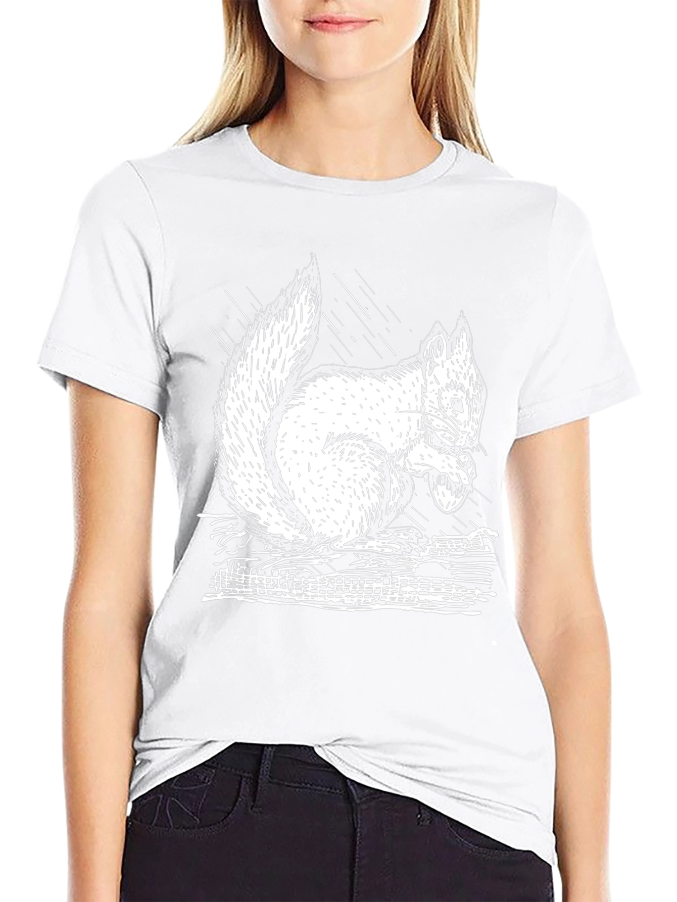 Squirrel Graphic Tee - Black Cotton T-Shirt