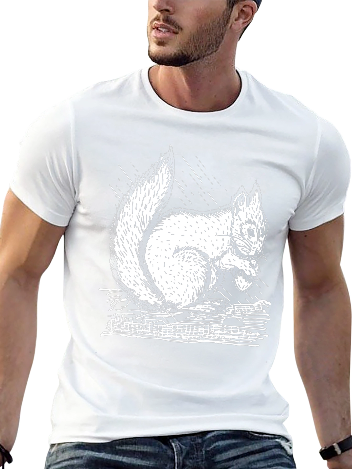 Squirrel Graphic Tee - Black Cotton T-Shirt