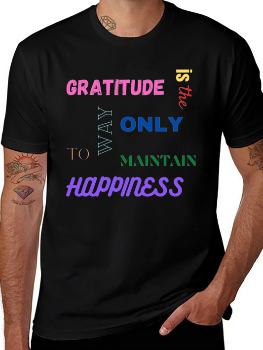 Gratitude Happiness Graphic Tee - Trendy Comfort