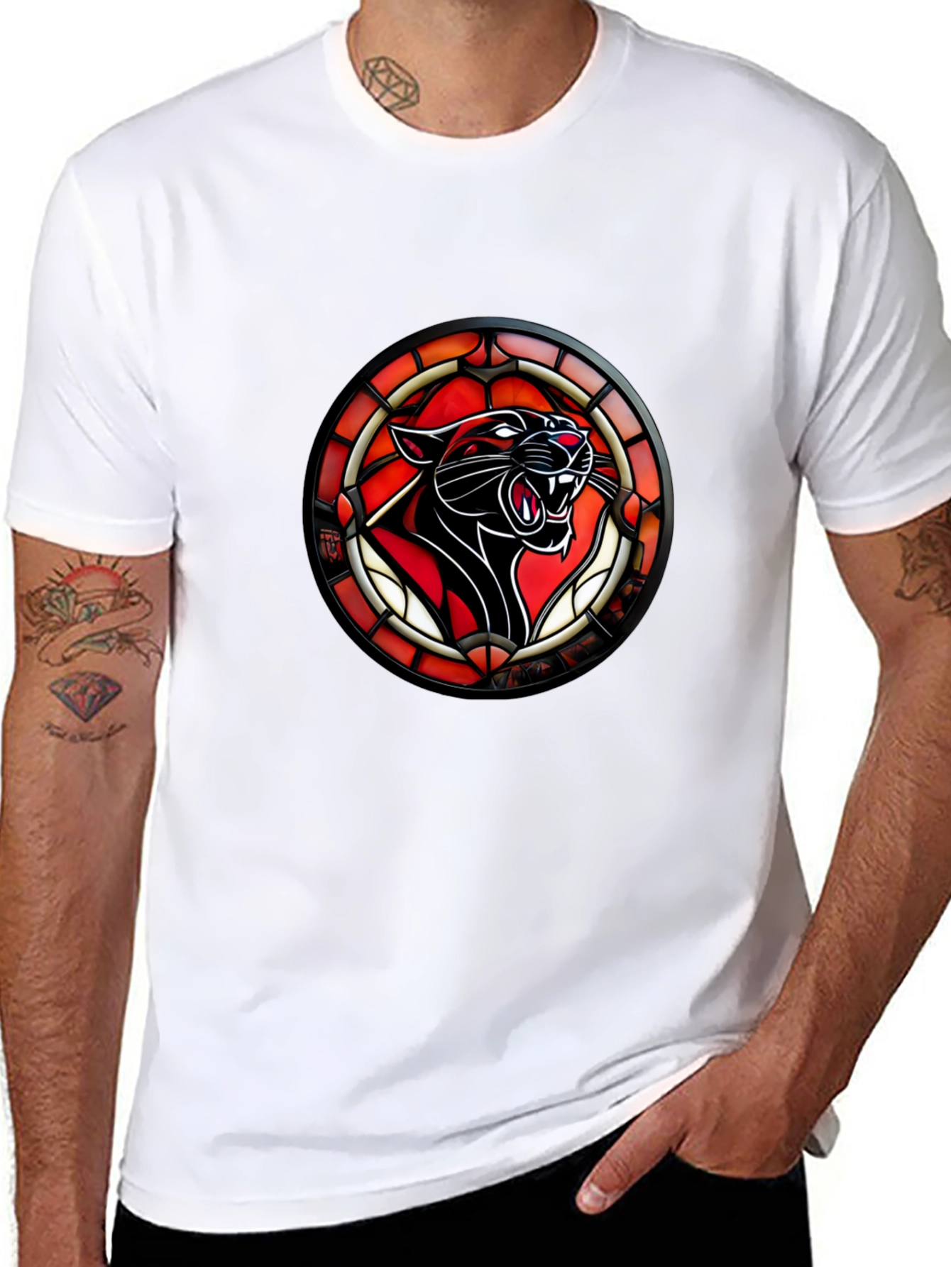 Stained Glass Panther T-Shirt - Bold Graphic Tee