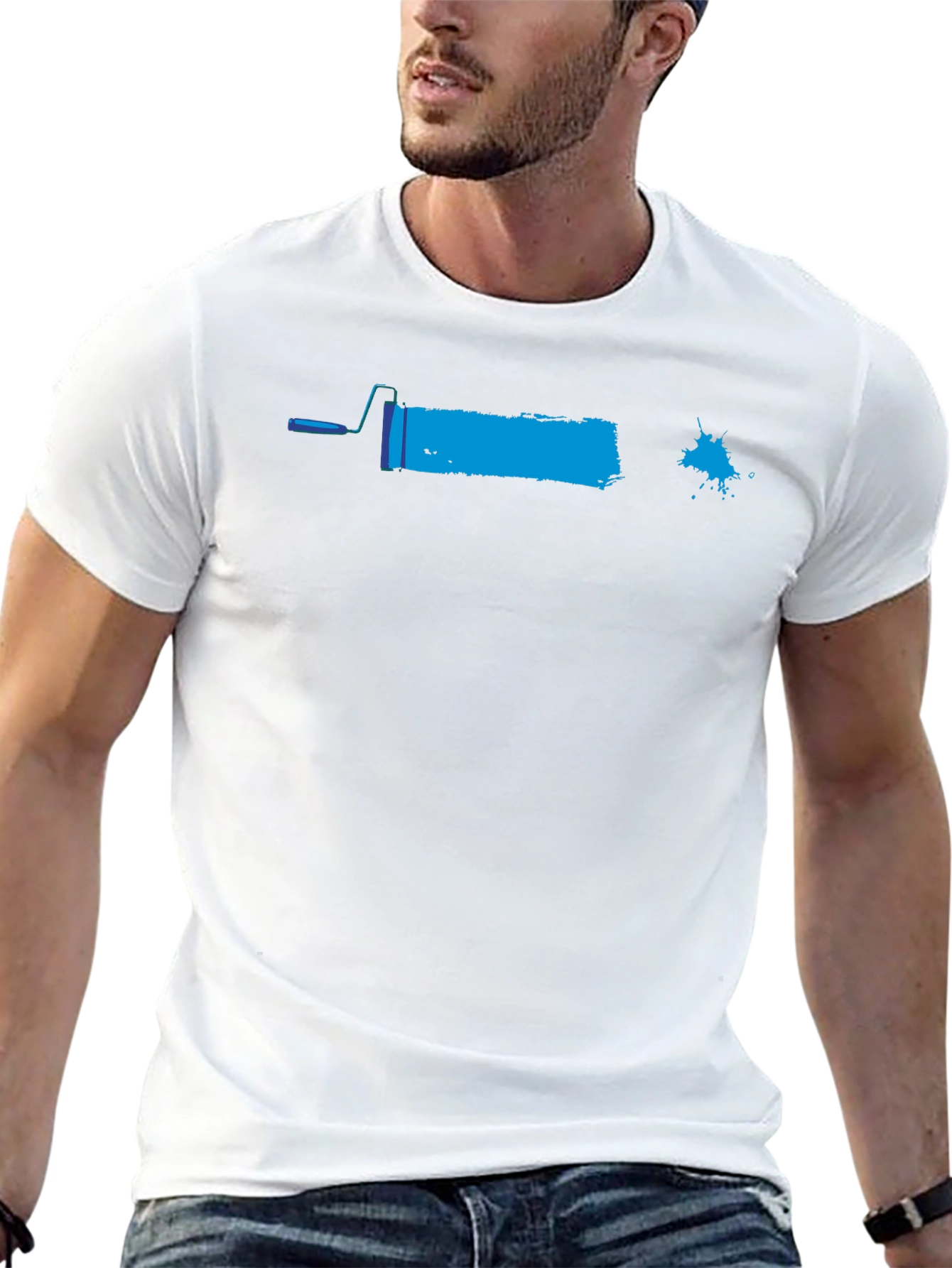 Paint Roller Graphic Tee - Black Cotton Casual Shirt