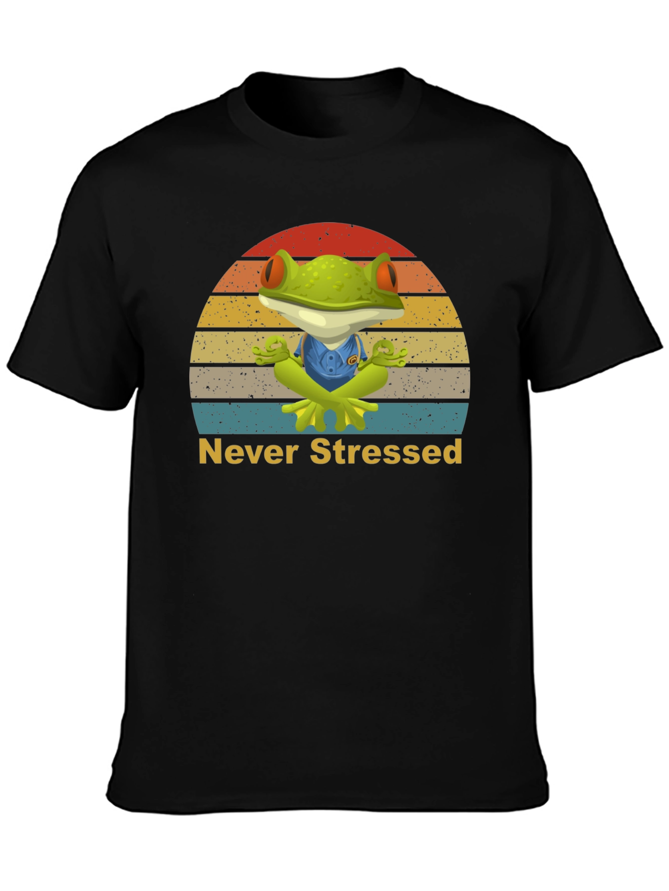 Zen Frog Never Stressed Graphic T-Shirt