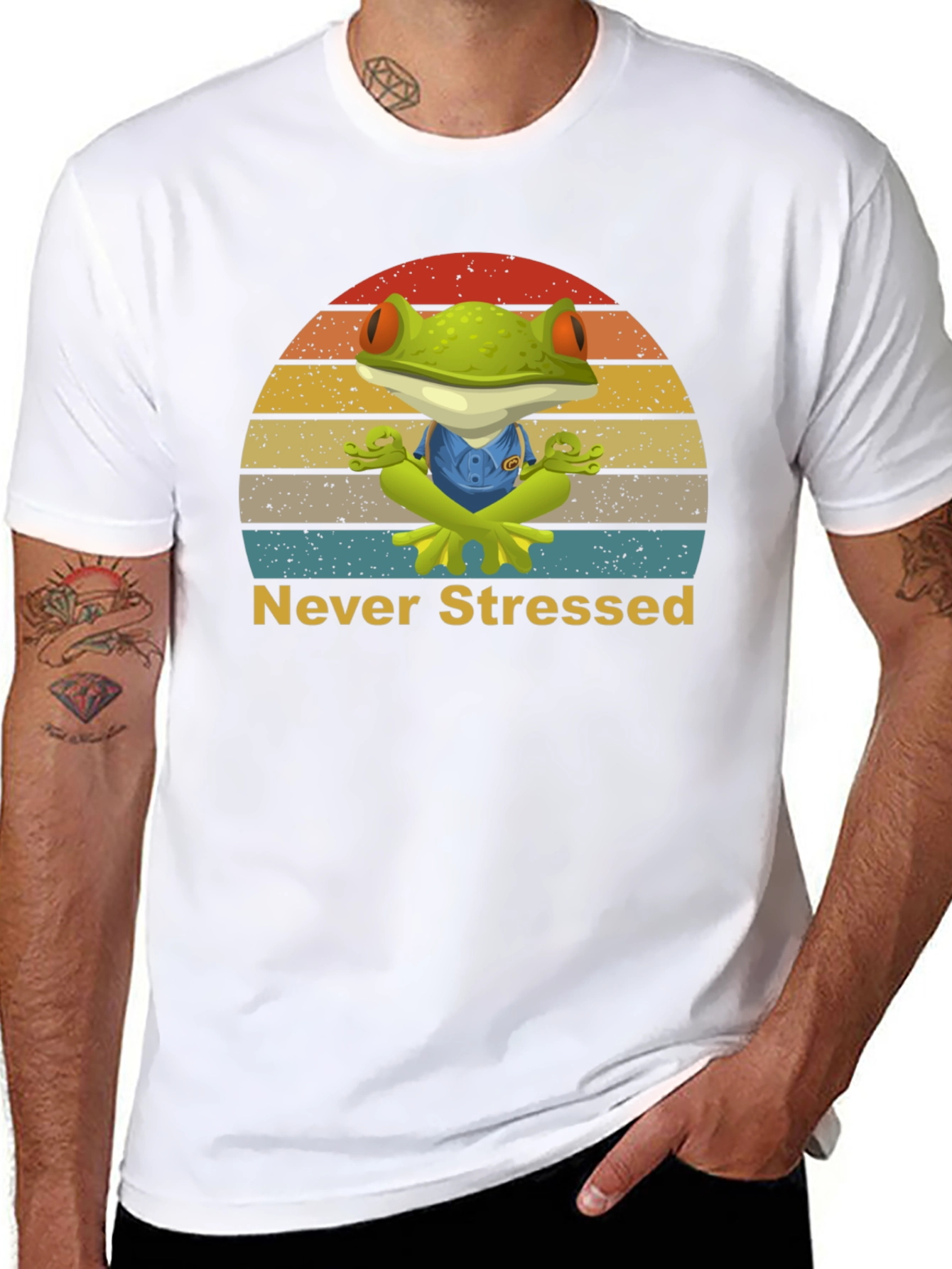 Zen Frog Never Stressed Graphic T-Shirt