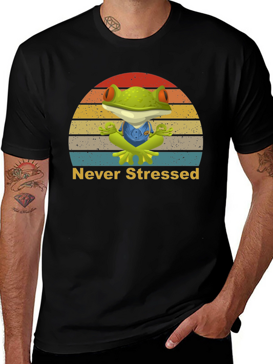 Zen Frog Never Stressed Graphic T-Shirt