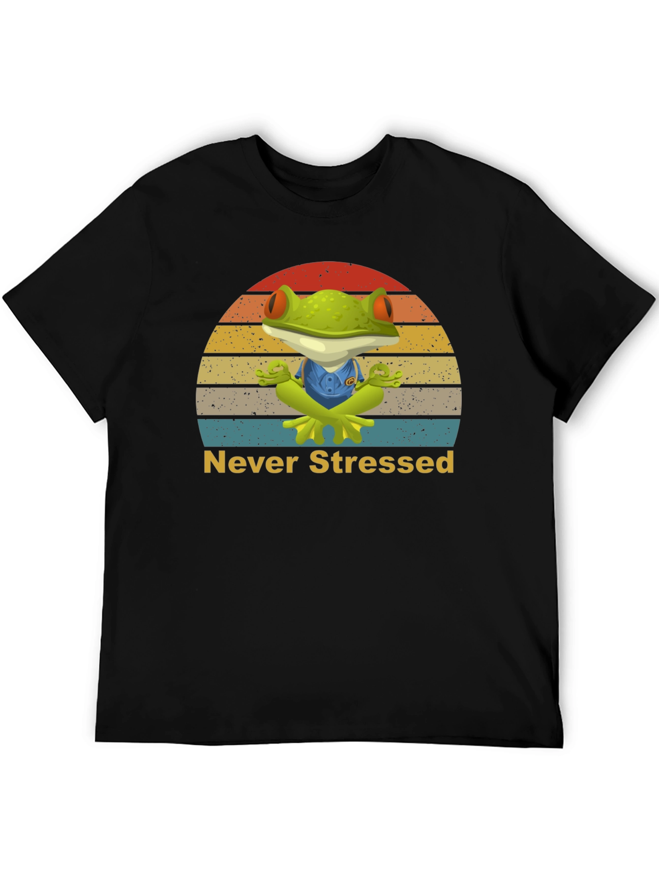 Zen Frog Never Stressed Graphic T-Shirt