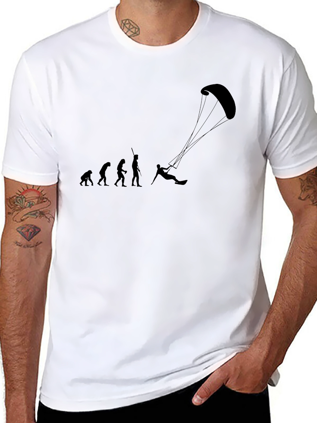 Evolution of Kitesurfing Black T-Shirt