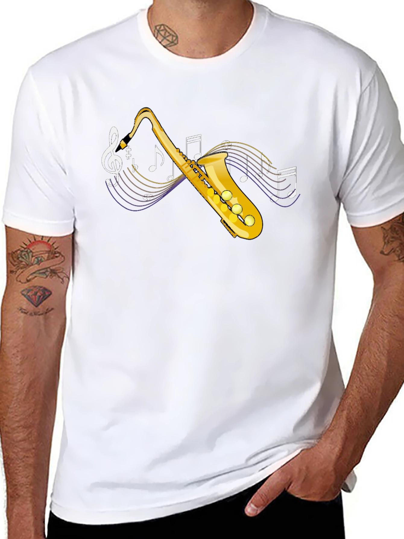 Saxophone Music T-Shirt - Black Cotton Tee