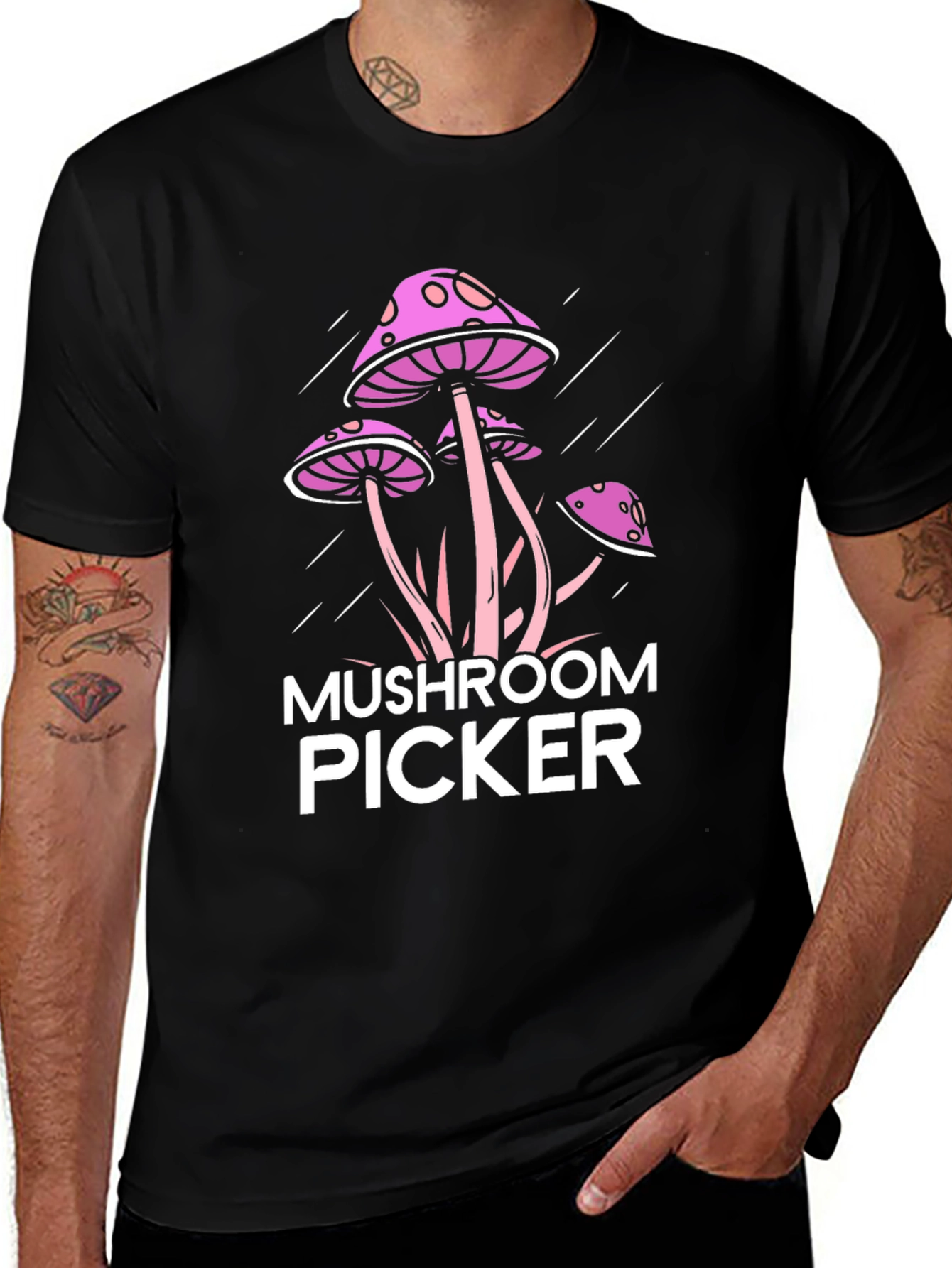 Mushroom Picker Black Graphic Tee