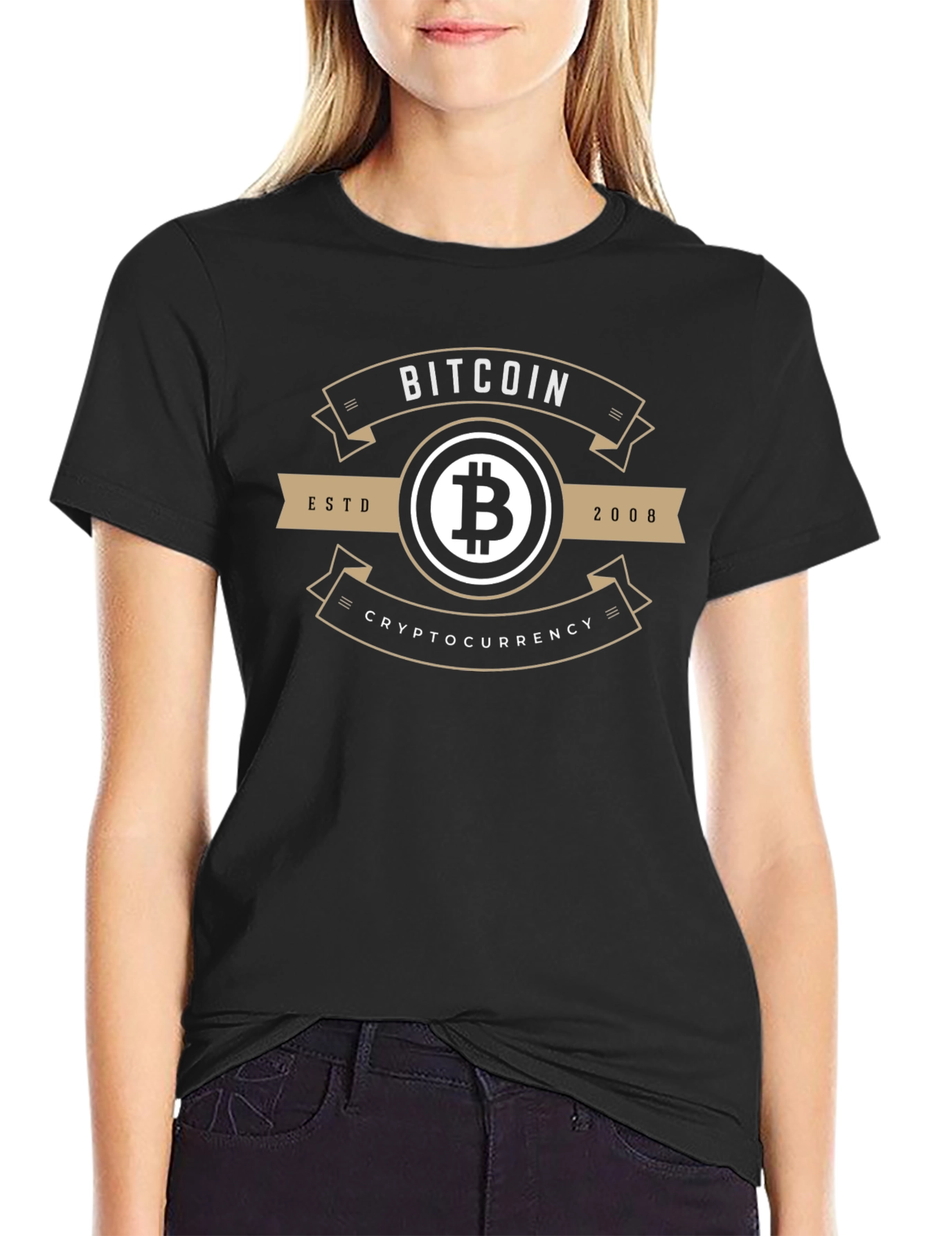 Bitcoin Cryptocurrency Est. 2008 Black T-Shirt