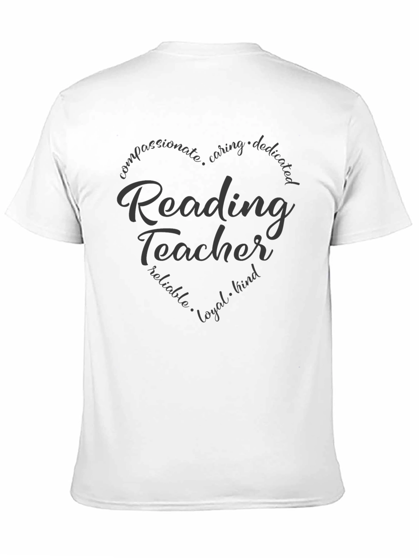 Reading Teacher Heart Graphic Tee - Black