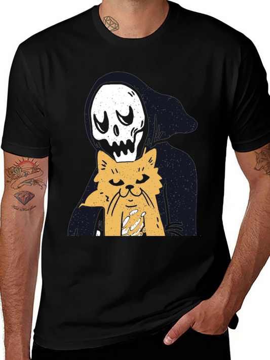 Grim Reaper Cat Lover T-Shirt - Black