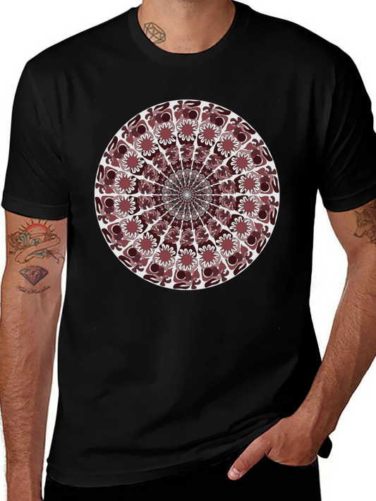 Abstract Mandala Graphic T-Shirt - Black