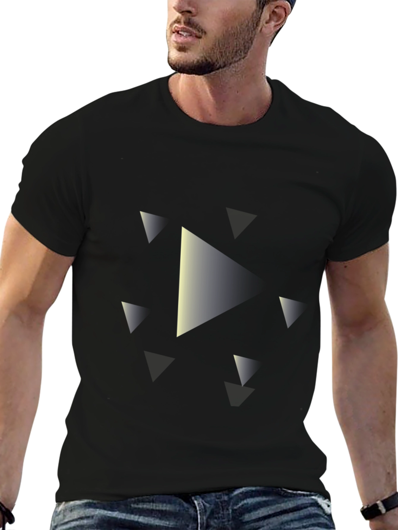 Modern Triangle Graphic Tee - Black Casual Shirt