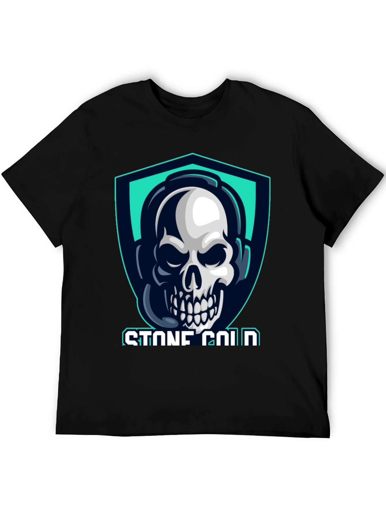 Stone Cold Gamer Skull Tee - Black Cotton T-Shirt