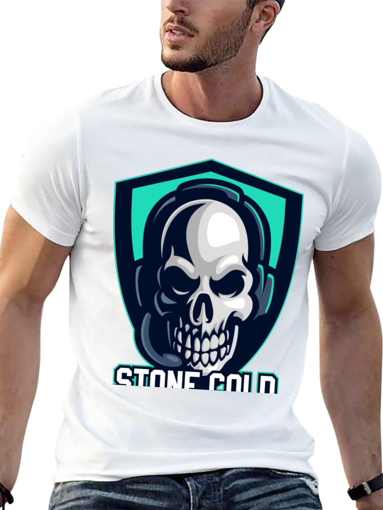 Stone Cold Gamer Skull Tee - Black Cotton T-Shirt