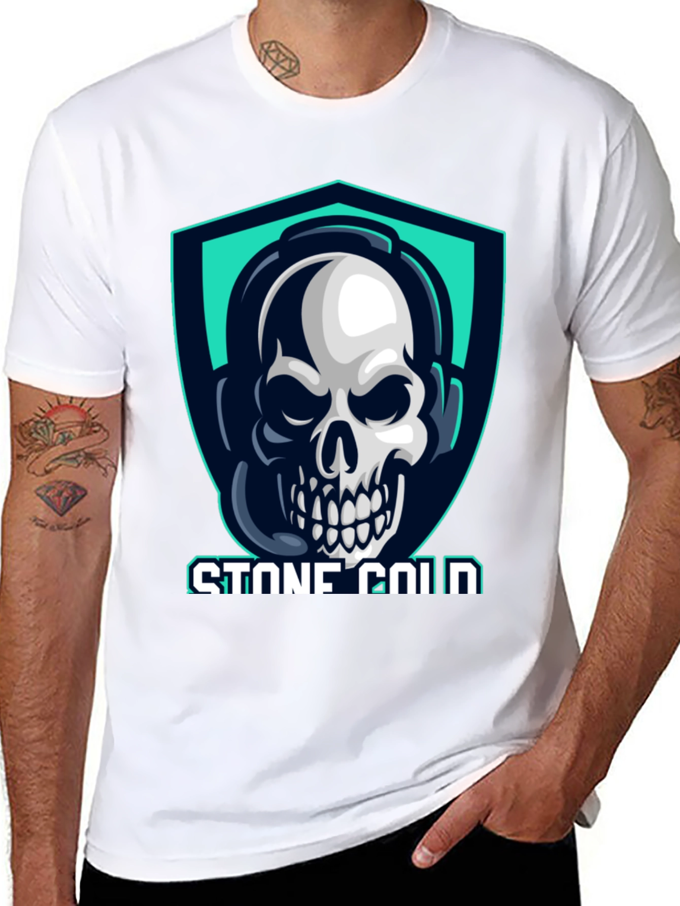 Stone Cold Gamer Skull Tee - Black Cotton T-Shirt