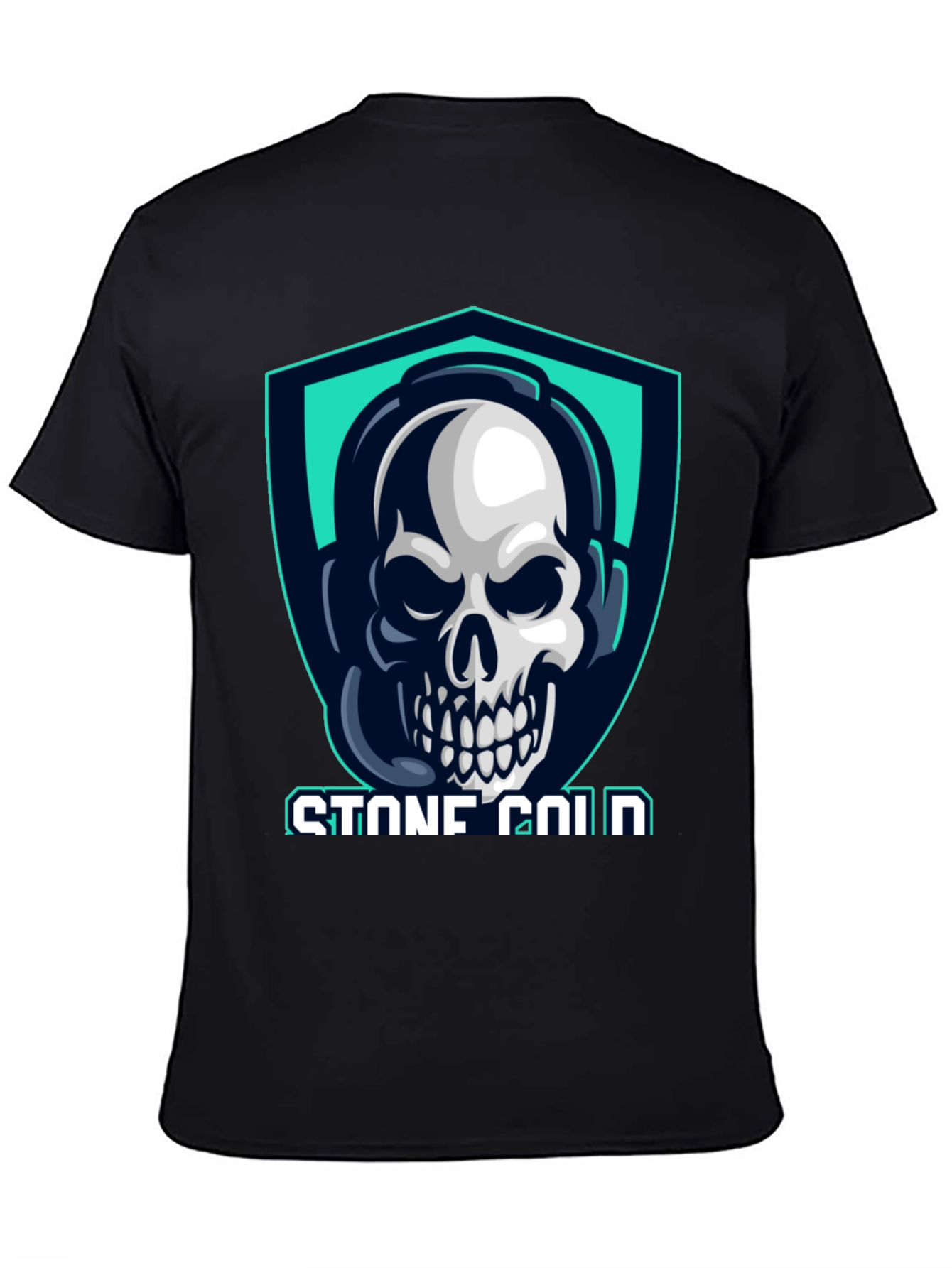 Stone Cold Gamer Skull Tee - Black Cotton T-Shirt