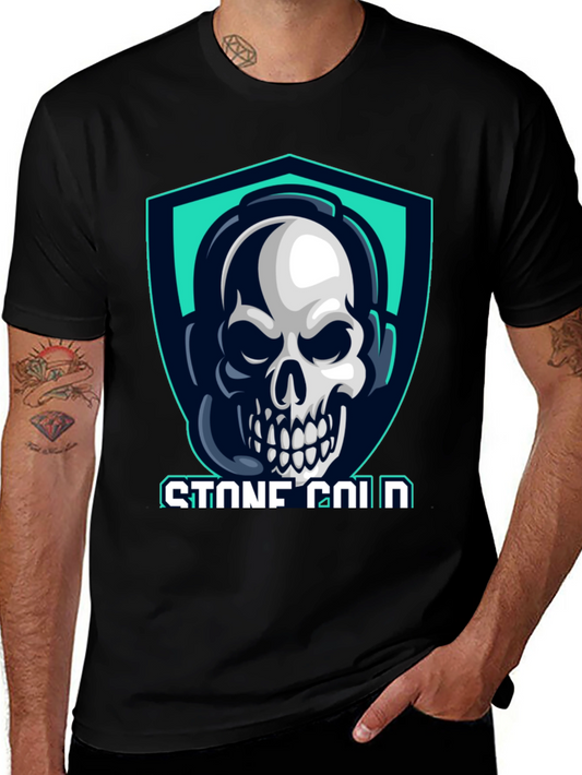 Stone Cold Gamer Skull Tee - Black Cotton T-Shirt