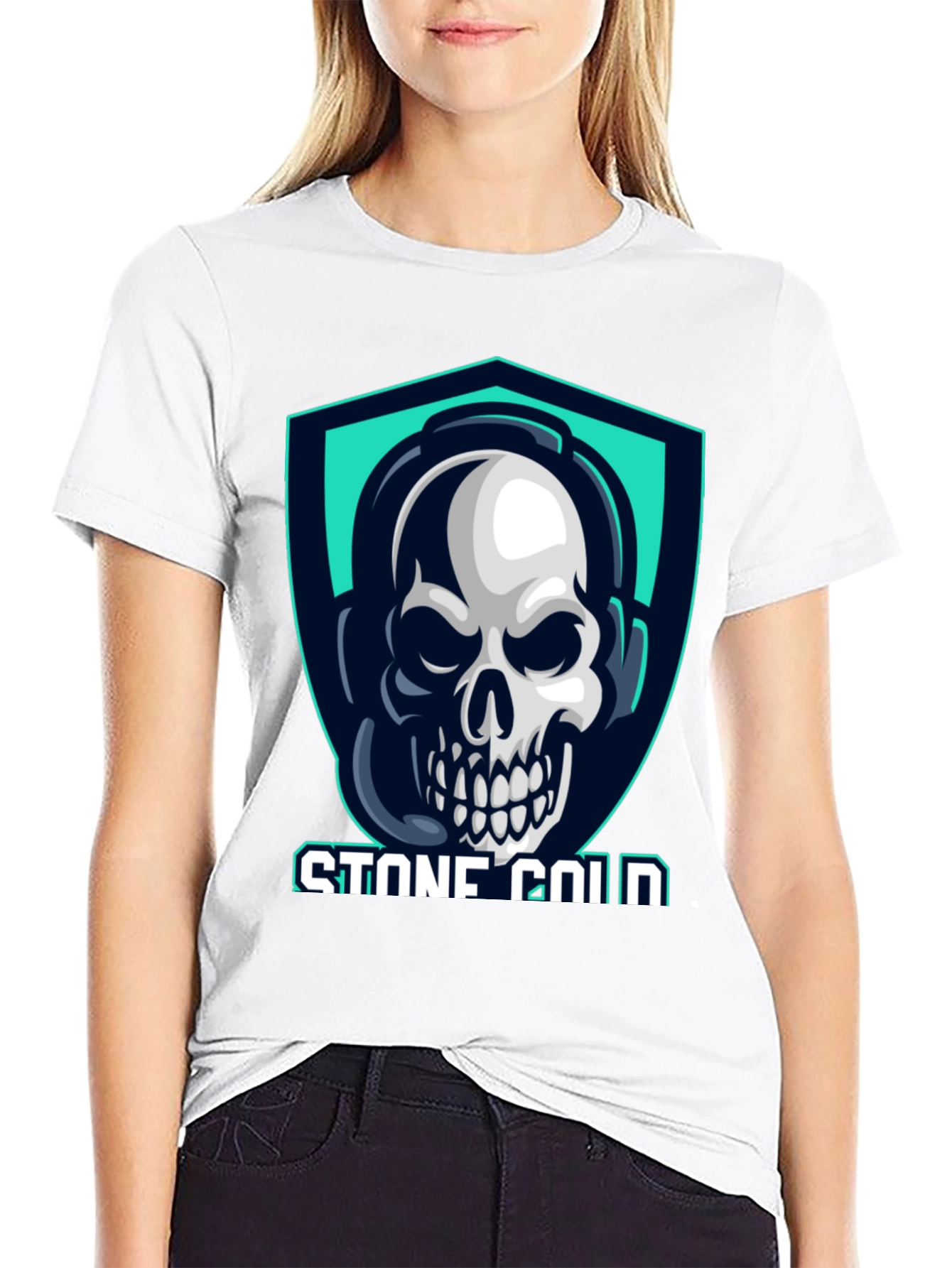 Stone Cold Gamer Skull Tee - Black Cotton T-Shirt