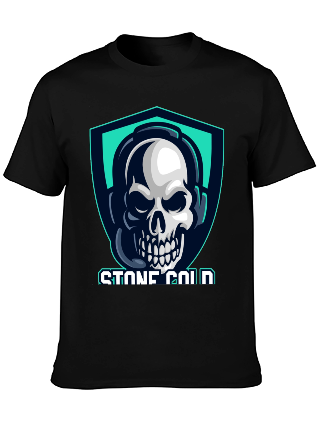 Stone Cold Gamer Skull Tee - Black Cotton T-Shirt