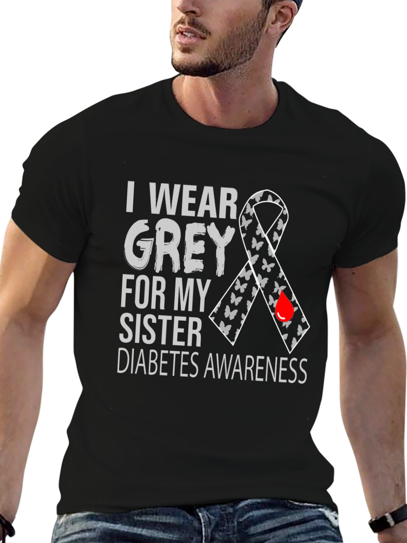 Grey Diabetes Awareness T-Shirt - Sister Support