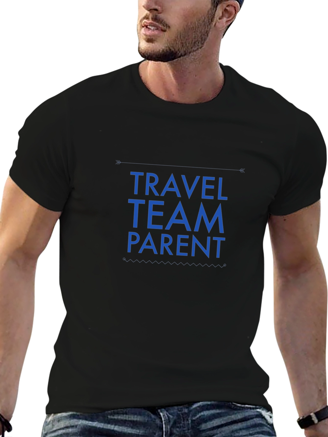 Travel Team Parent T-Shirt - Black Crew Neck Tee