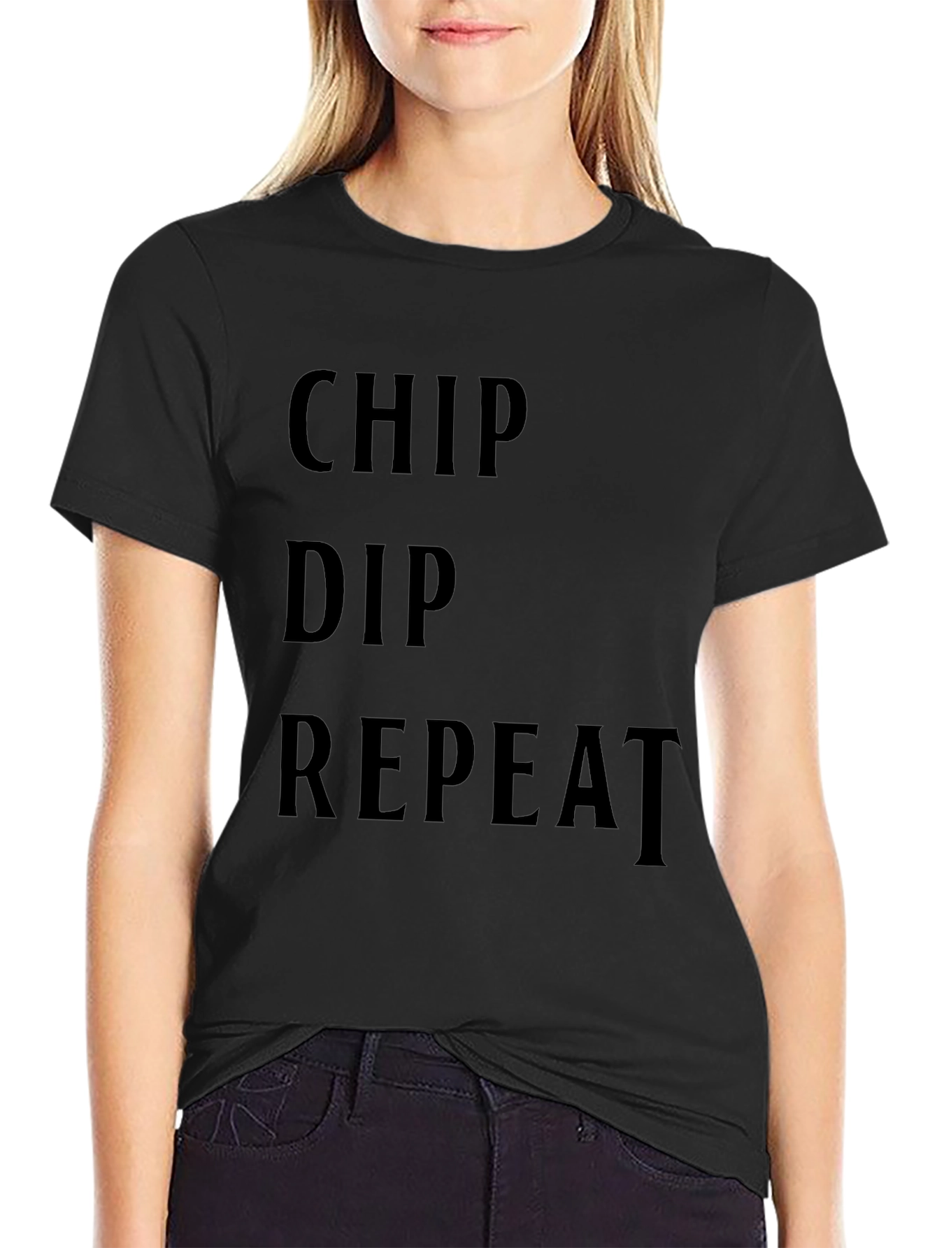 Chip Dip Repeat Black T-Shirt