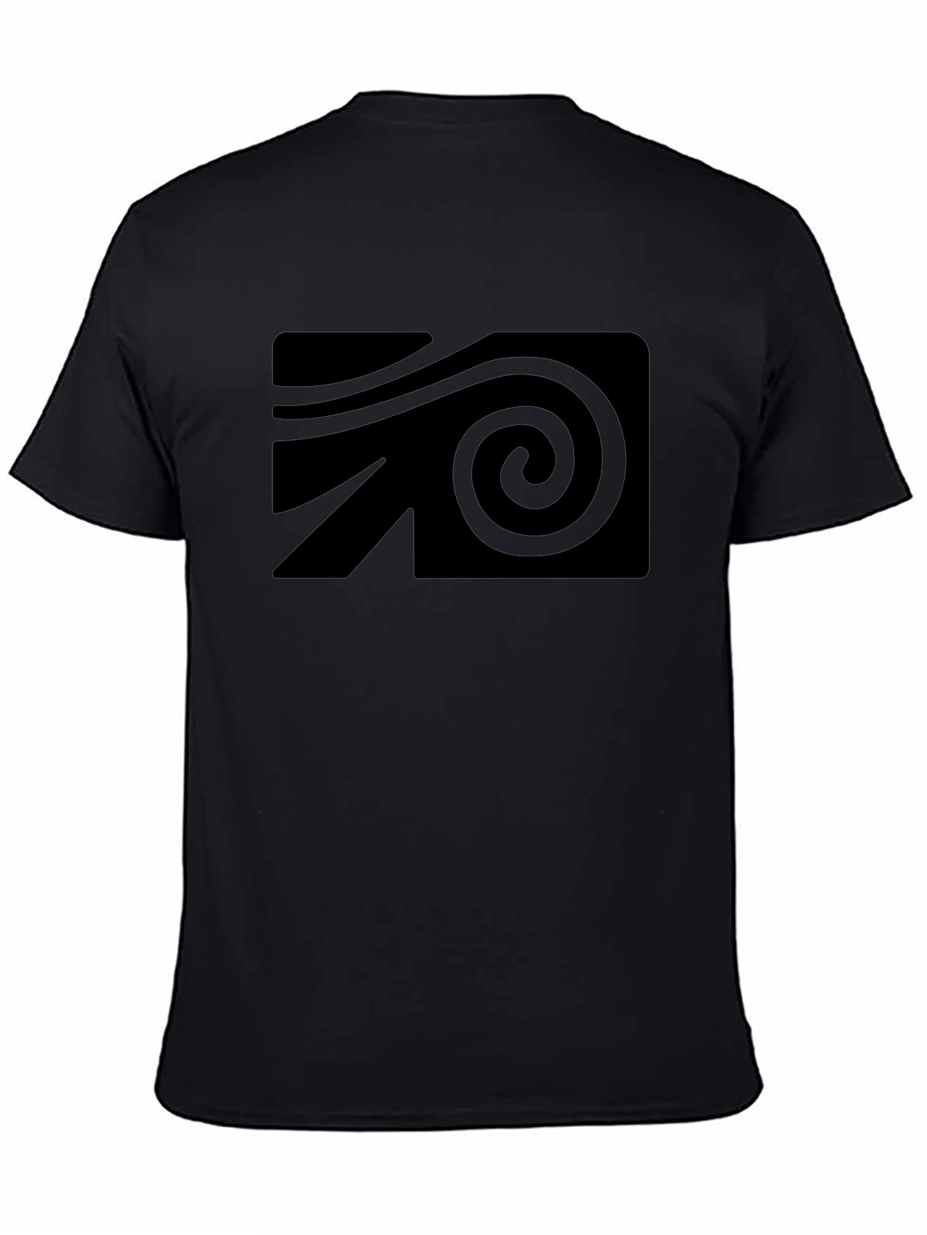 Black Graphic Tee - Modern Spiral Design