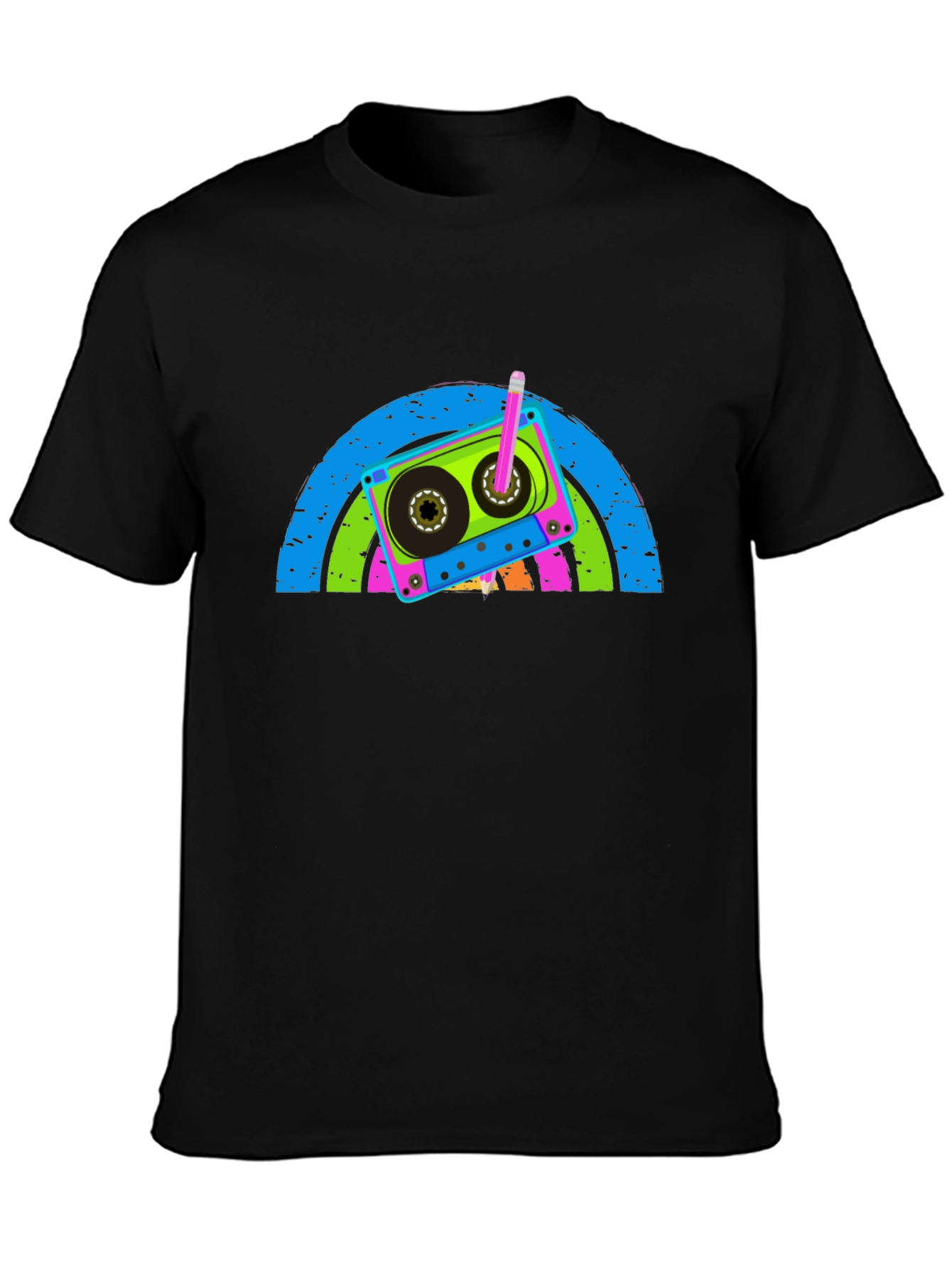Retro Cassette Tape Rainbow Graphic Tee