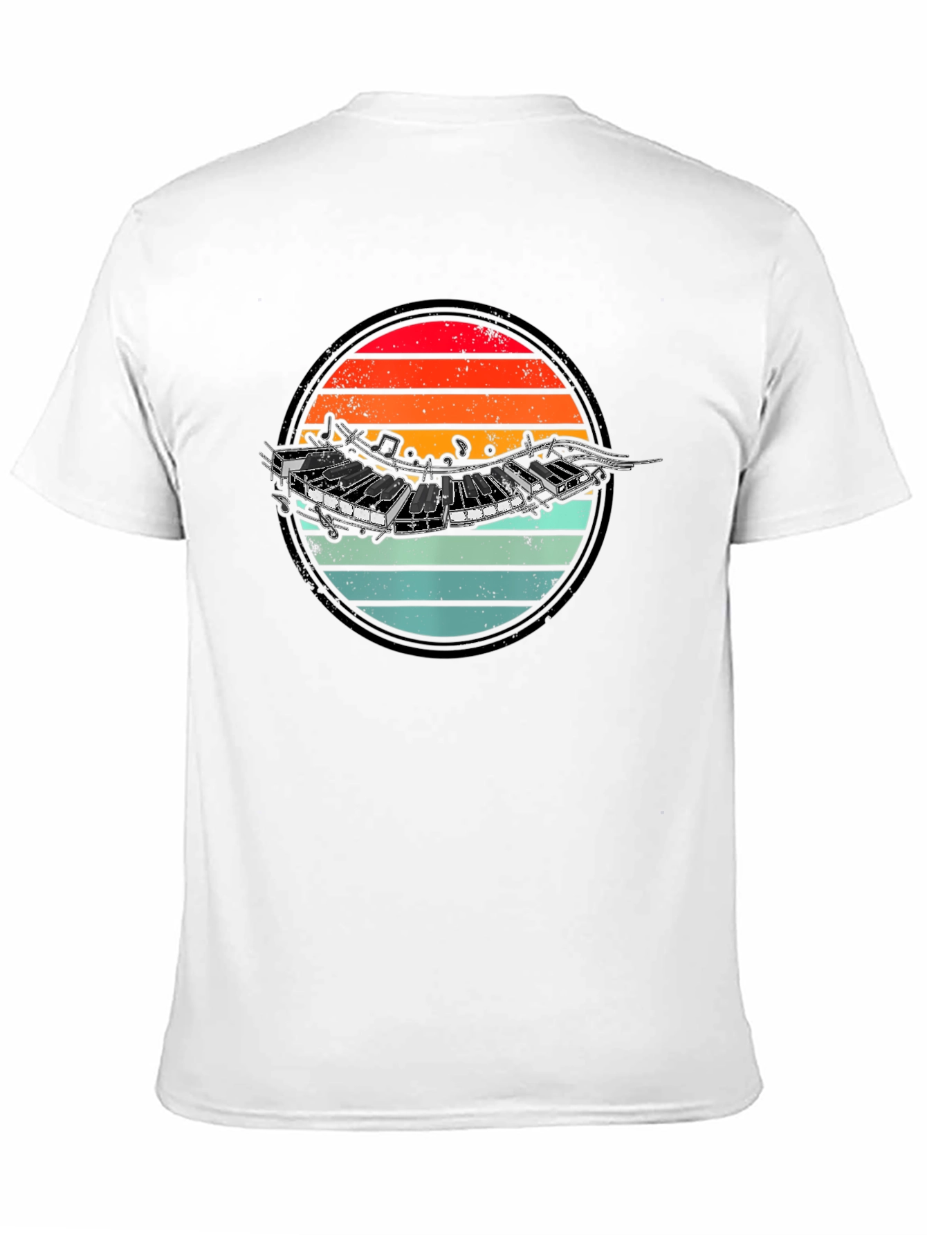 Retro Accordion Sunset Graphic T-Shirt