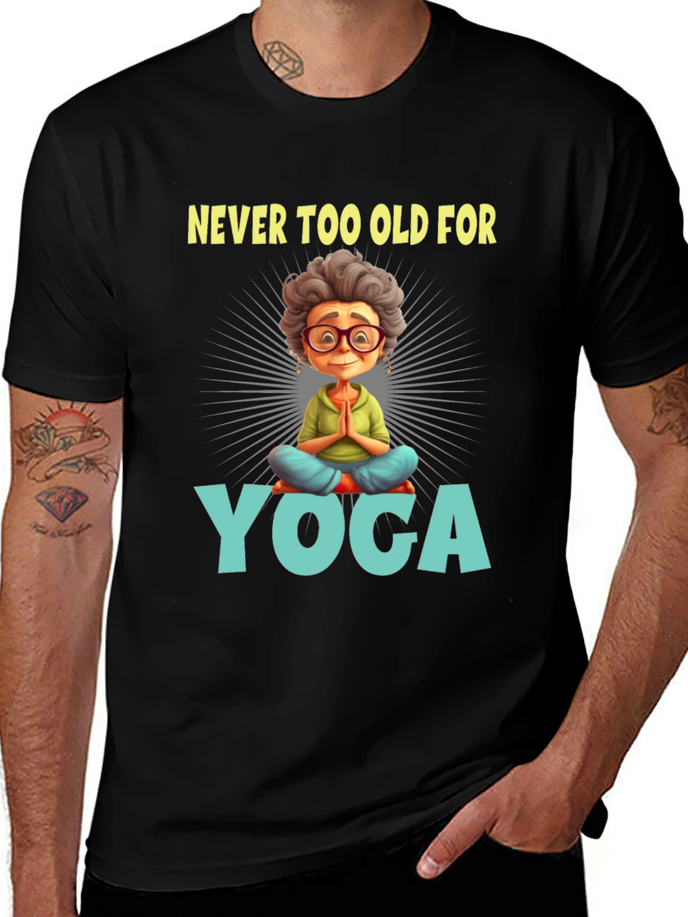 Never Too Old for Yoga Graphic Tee