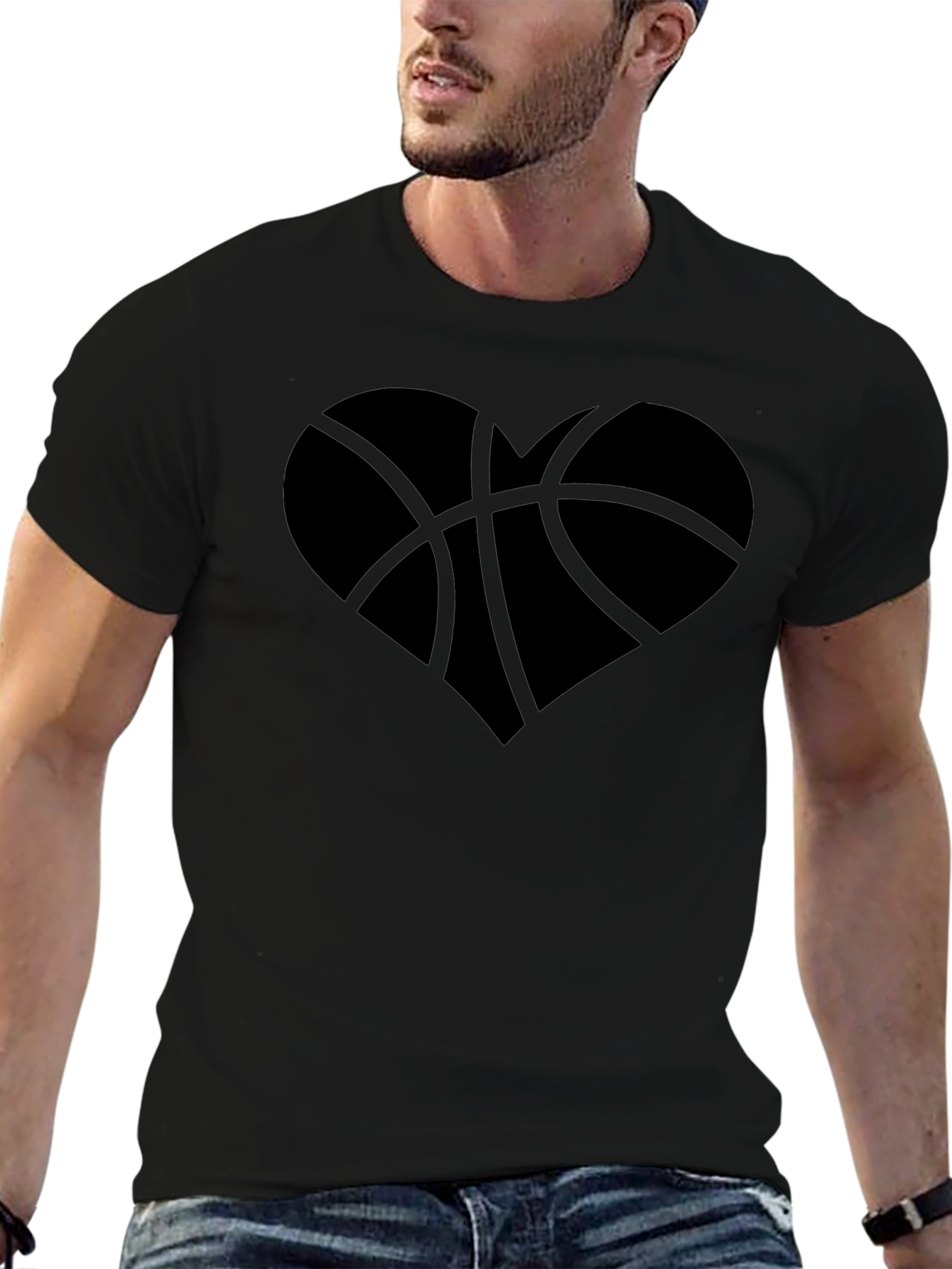Basketball Heart Graphic T-Shirt - Trendy Casual Wear