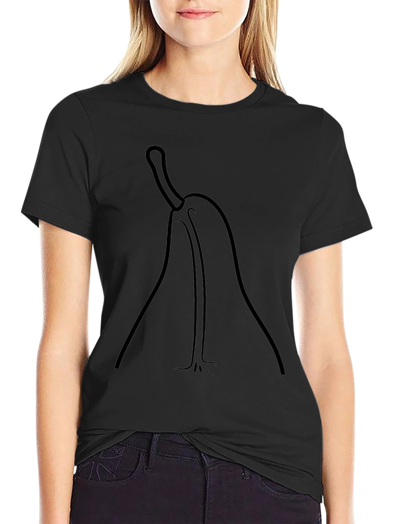 Minimalist Pear Graphic Black T-Shirt