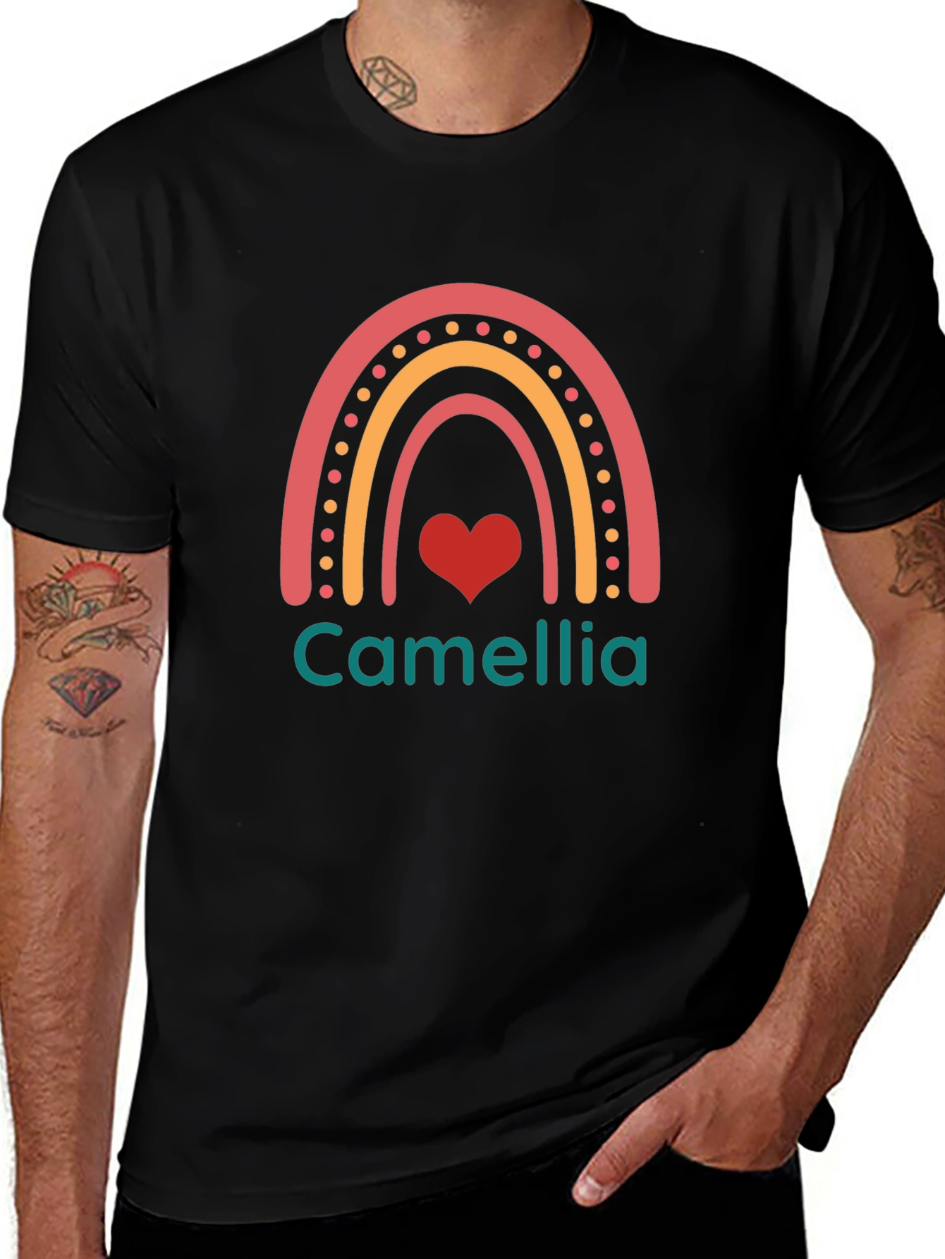 Rainbow Camellia Graphic Tee