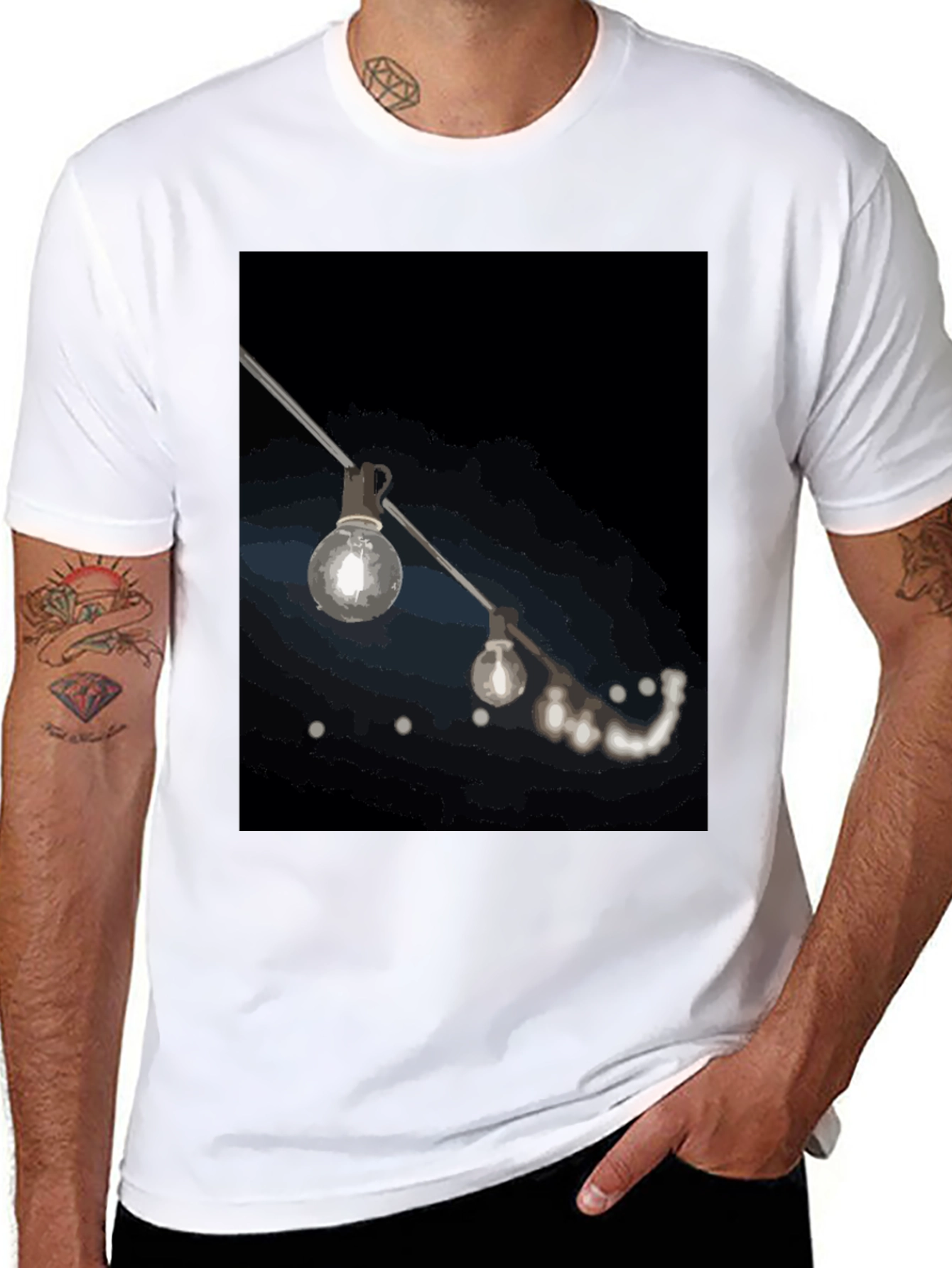 String Lights Graphic Black T-Shirt