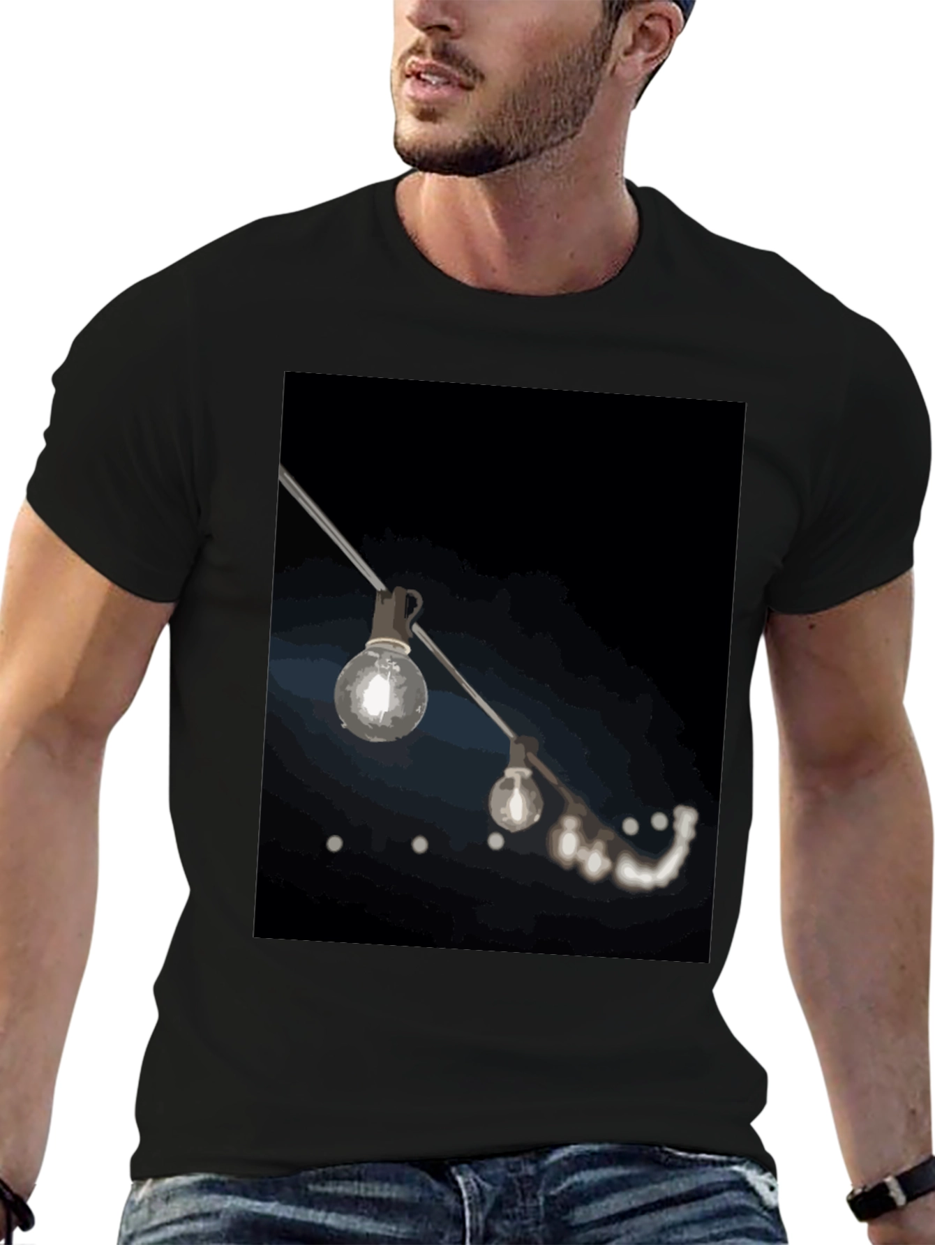 String Lights Graphic Black T-Shirt