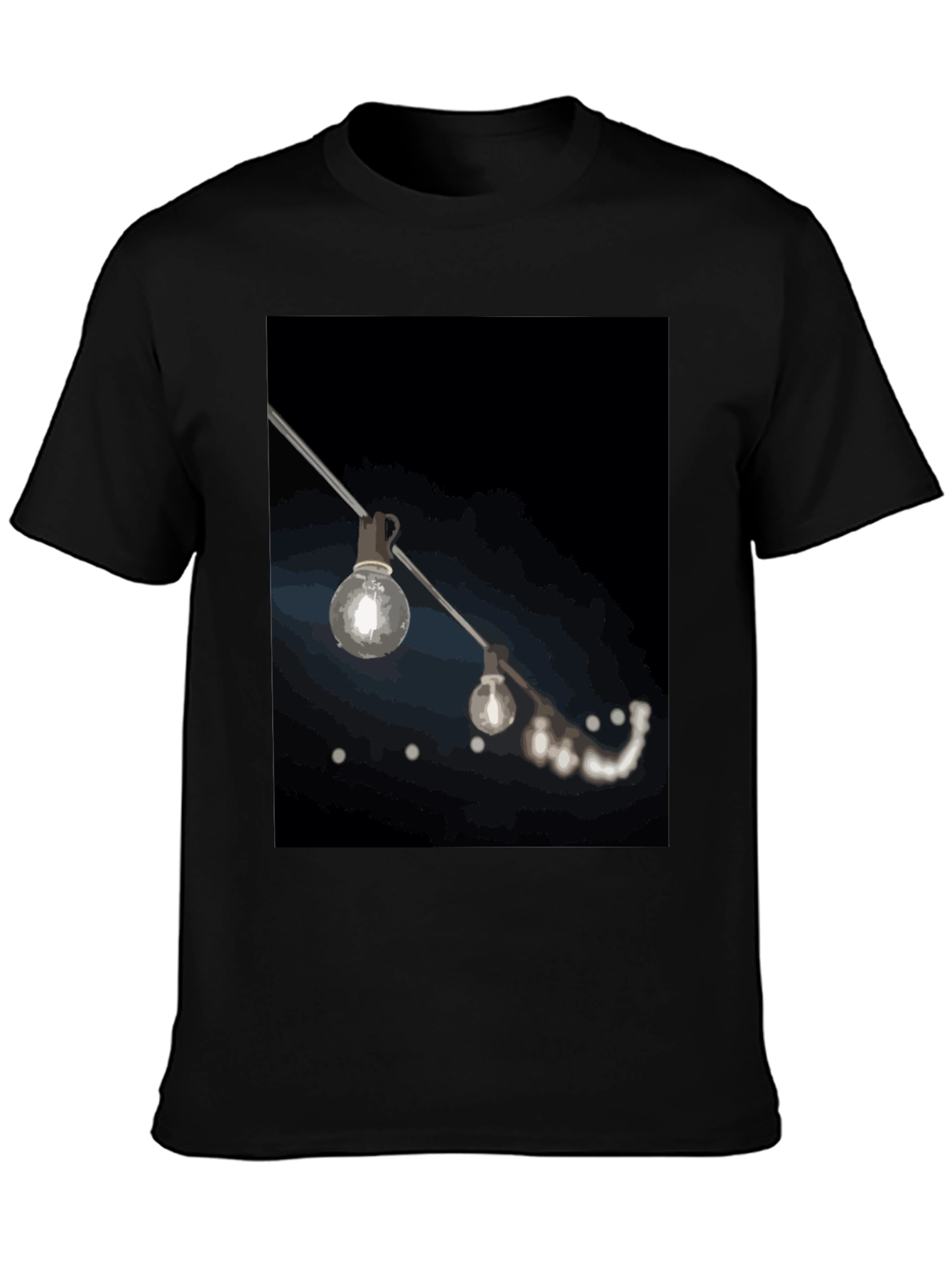 String Lights Graphic Black T-Shirt